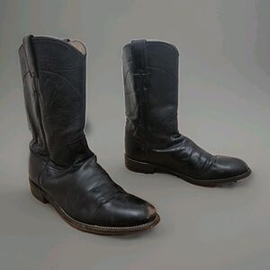 Justin Women's Classic Cowboy Boots Size 6.5B Ropers Leather  Black  L3703